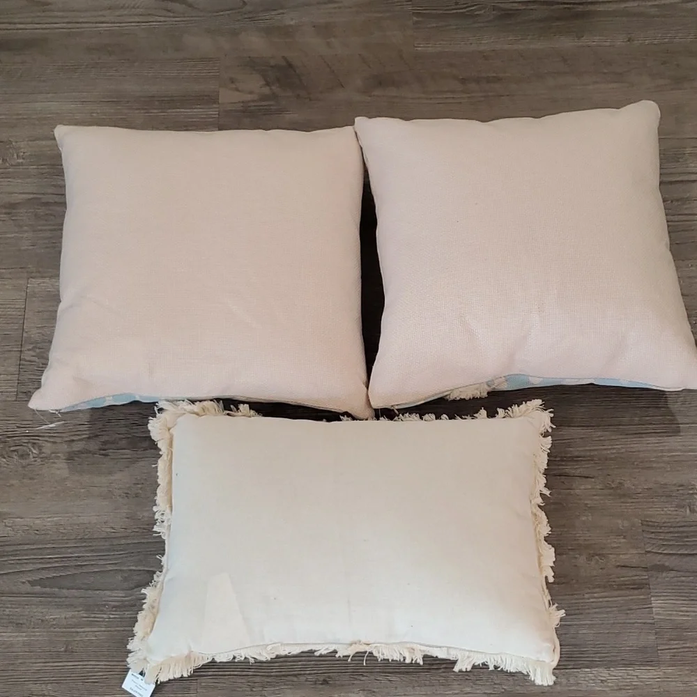 Nautical 3 Piece Pillow Set- Seashell, Seahorse and Starfish